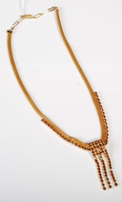 Lot 94 - Yellow metal costume jewellery necklace with...