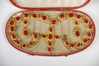 Lot 34 - A 19th century suite of yellow metal and pink...