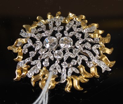 Lot 41B - A yellow and white metal diamond set abstract...