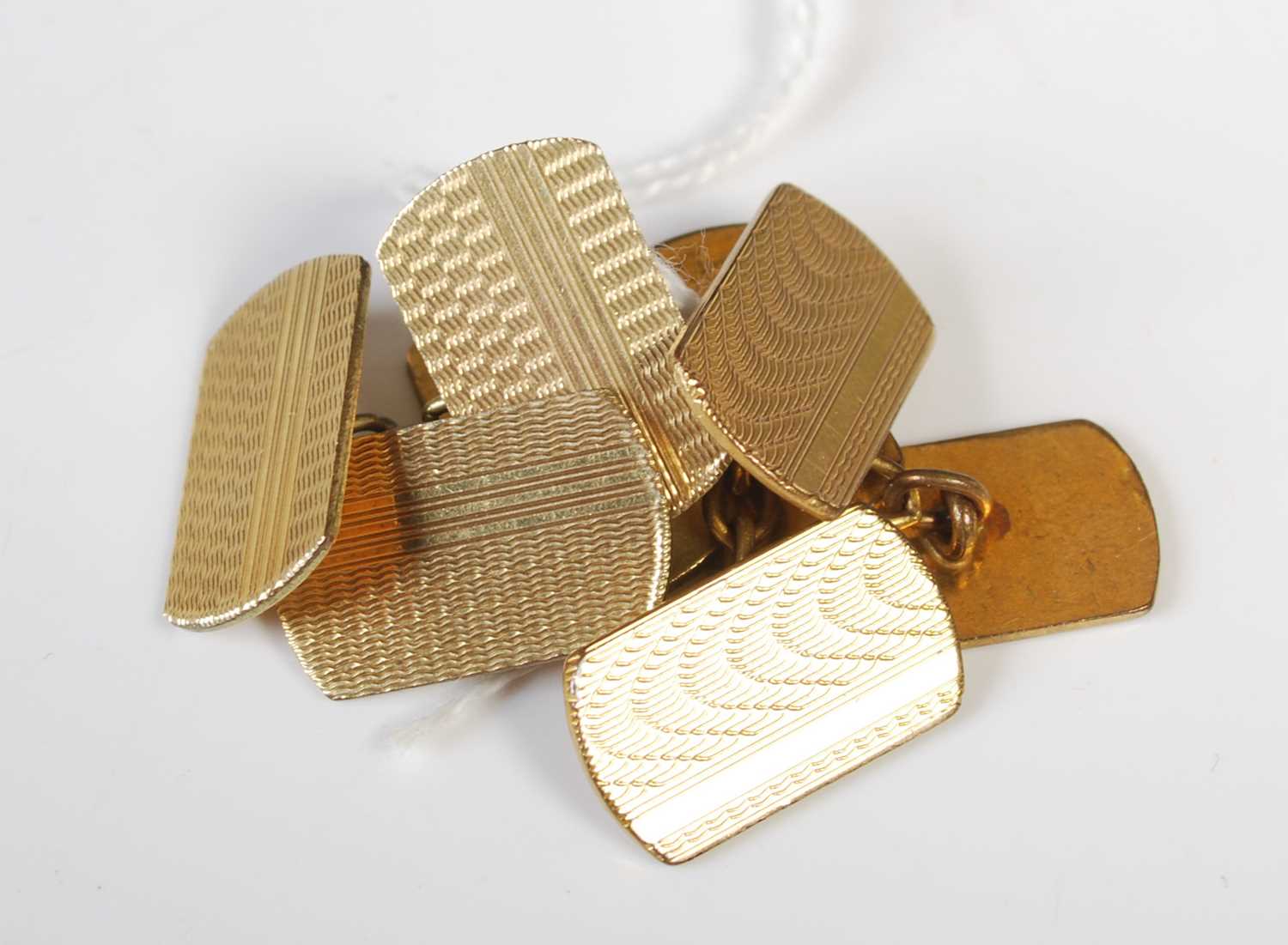 Lot 49 - Two pairs of vintage gentlemans yellow metal...