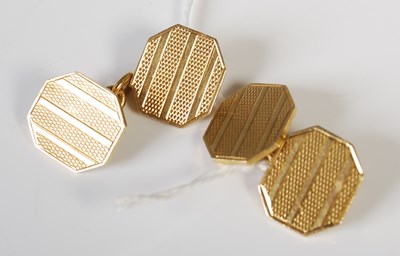 Lot 90 - A pair of 18ct gold cufflinks, makers mark...