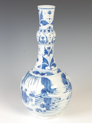 Lot 573 - A Chinese porcelain blue and white bottle vase,...