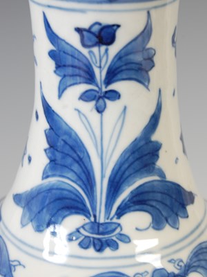 Lot 573 - A Chinese porcelain blue and white bottle vase,...