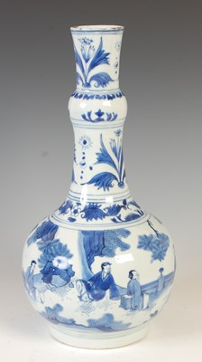 Lot 574 - A Chinese porcelain blue and white bottle vase,...