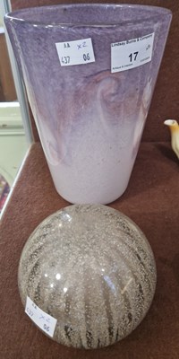 Lot 17 - A Vasart glass vase of tapered cylindrical...