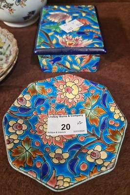 Lot 20 - Longwy Pottery, a rectangular box and cover,...