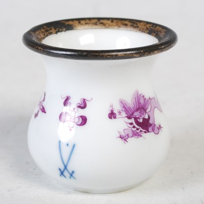 Lot 32 - A miniature Meissen white metal mounted...