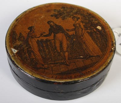Lot 46 - A 19th century papier-maché snuff box, the...