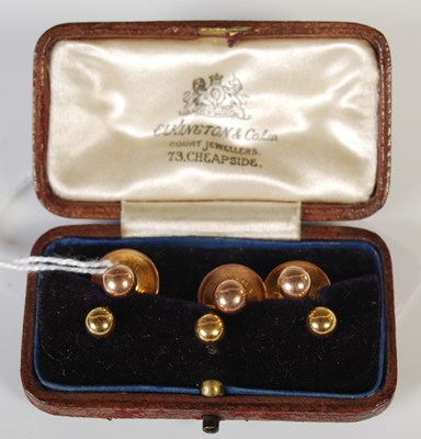 Lot 54 - Three 9ct gold shirt studs, 2 grams, together...