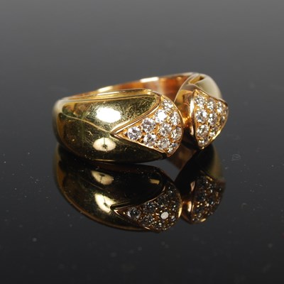Lot 64 - A yellow metal and diamond set bombe style...