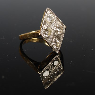 Lot 73 - A yellow and white metal diamond set four...