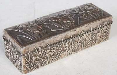 Lot 127 - A Japanese white metal mounted wooden...