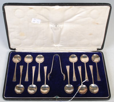 Lot 158 - A cased set of twelve Sheffield silver coffee...