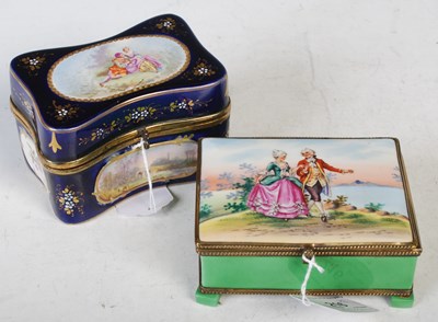 Lot 216 - A gilt metal mounted cobalt blue pottery...