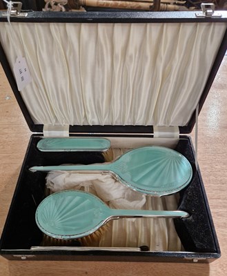 Lot 166A - A Birmingham silver and turquoise green enamel...