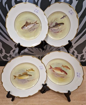 Lot 318 - Four Royal Doulton hand-coloured cabinet...