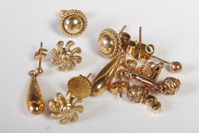 Lot 54 - Six pairs of assorted yellow metal earrings,...