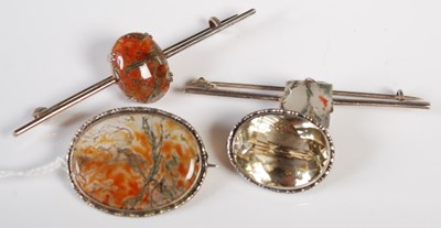 Lot 76 - A white metal mounted oval shaped moss agate...
