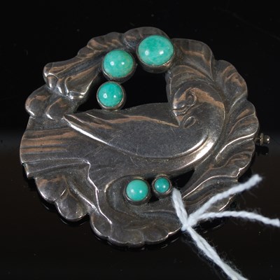 Lot 40 - Georg Jensen, a Sterling silver and green...