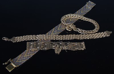Lot 37A - Three assorted 9ct gold bracelets, gross...