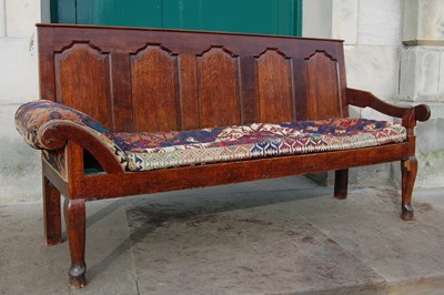 Lot 5D - A George III oak settle, the rectangular...
