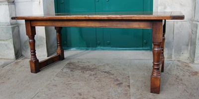 Lot 5E - A reproduction antique style oak refectory...