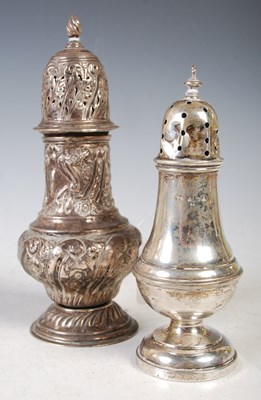 Lot 118 - A Chester silver sugar caster, 19.5cm high,...