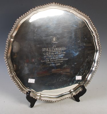 Lot 134 - A presentation silver salver of large size,...