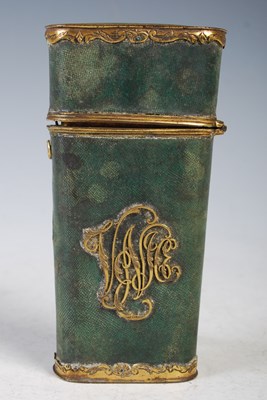 Lot 116 - A George III gilt metal mounted shagreen etui,...