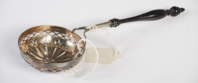 Lot 199 - An antique Dutch silver sifting spoon, with...