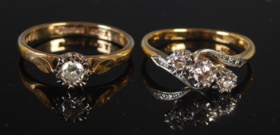 Lot 269 - A 9ct gold and diamond solitaire ring, size 'P'...