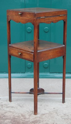 Lot 18B - A George III mahogany washstand, the hinged...