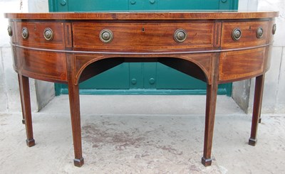 Lot 18E - A George III mahogany and boxwood lined demi...