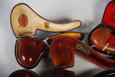 Lot 380 - Three London made silver mounted pipes, one...