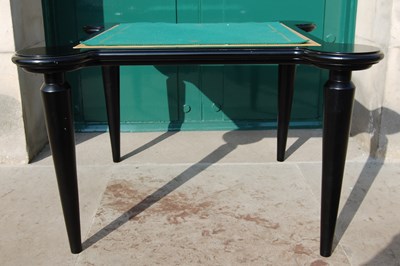 Lot 89L - A good quality ebonised and leather card /...