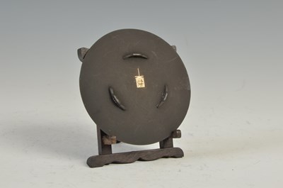 Lot 619 - A Japanese iron damascene dish, Komai, Kyoto,...