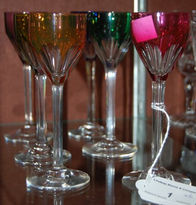 Lot 1 - A set of six Baccarat liqueur glasses, each...