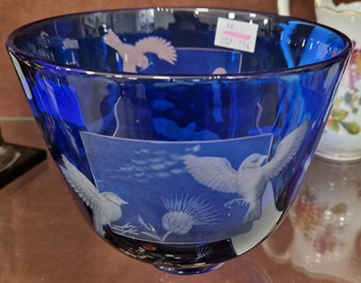 Lot 10 - A 20th century Bristol blue glass overlaid...