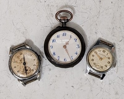 Lot 69 - A vintage gun metal open faced fob watch with...