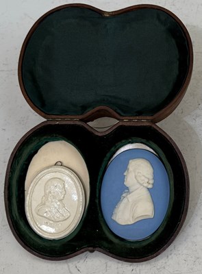 Lot 96 - An antique Wedgwood blue ground Jasper Ware...