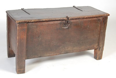 Lot 54 - An antique oak coffer, the hinged rectangular...