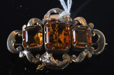 Lot 31 - A late 19th century yellow metal three stone...