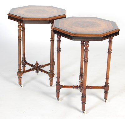 Lot 55 - A pair of Victorian walnut and parquetry...