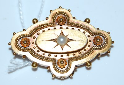 Lot 32 - A Victorian yellow metal and split pearl...