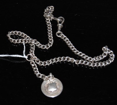 Lot 69 - A silver watch chain suspending a Birmingham...