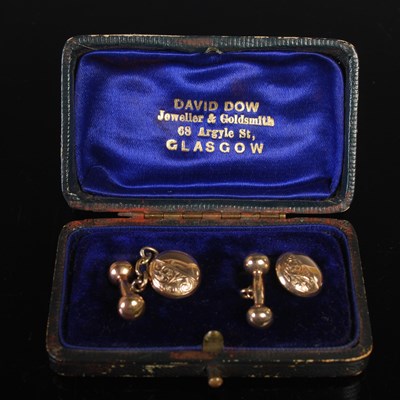 Lot 94 - A pair of 9ct cufflinks, gross weight 4.0g.