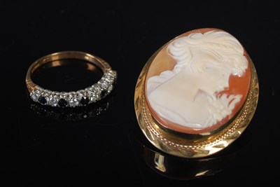 Lot 88 - A 9ct gold gem set half-hoop eternity ring,...