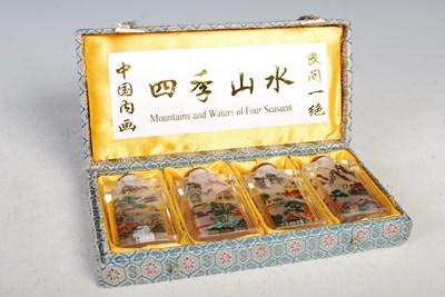 Lot 187 - A cased set of four Chinese inside painted...
