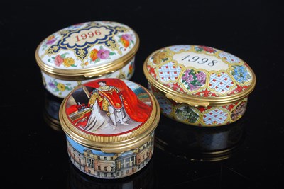Lot 195 - Two Halcyon Days enamel boxes commemorating...